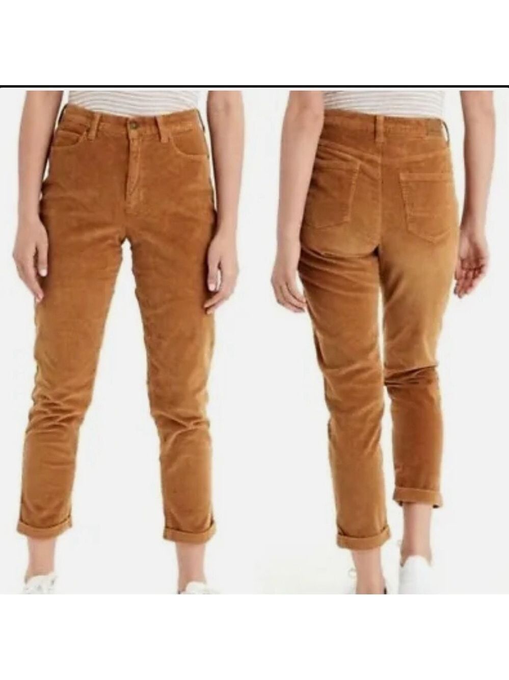American Eagle Corduroy Tan Mom Jean High Rise Rolled Ankle Pants Size 18